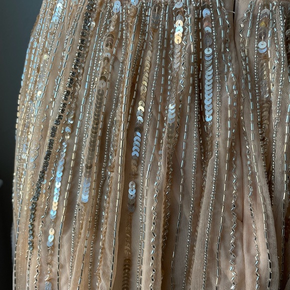 Mac Duggal Embellished Cowl Neck Flutter Sleeve Mesh Ankle Dress - Picture 9 of 16